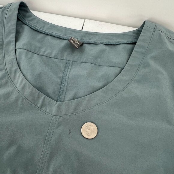 Prana M Drawstring Waist Dress Blue Recycled Poly Quick Dry Travel Outdoor - Picture 9 of 15